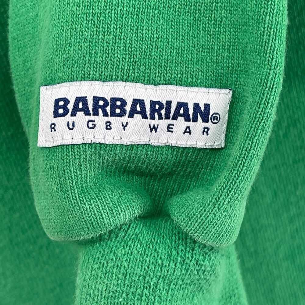NOTRE DAME Shirt Mens L 90s BARBARIAN RUGBY Fighting Irish Shamrock Cotton Green - Picture 9 of 13